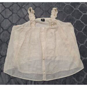 NWOT Bobeau Ivory Button Front Halter Top/Sz. 2X